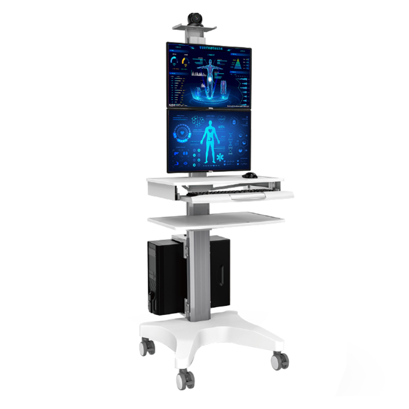 Double Monitor Mobile Medical Trolley