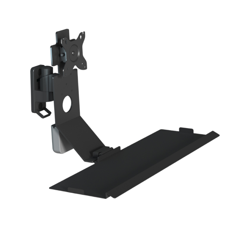 Heavy-Duty Wall-Mount Monitor Arm with Keyboard Tray