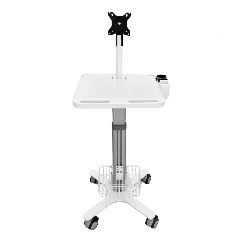 Hochwertiger mobiler medizinischer Wagen mit Monitorhalterung, höhenverstellbarer Pflegewagen für Krankenhaus und Klinik