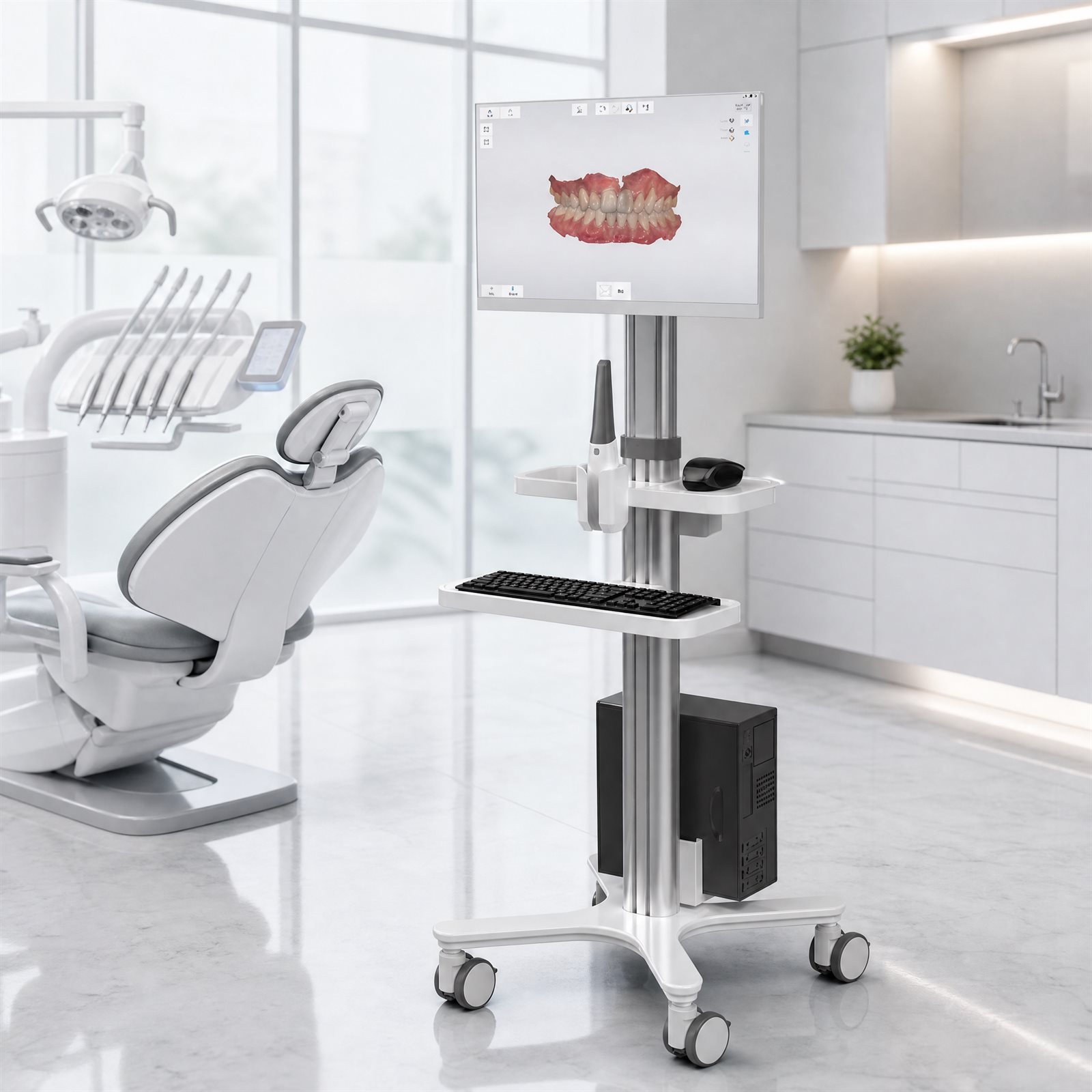 height adjustable medical trolley cart