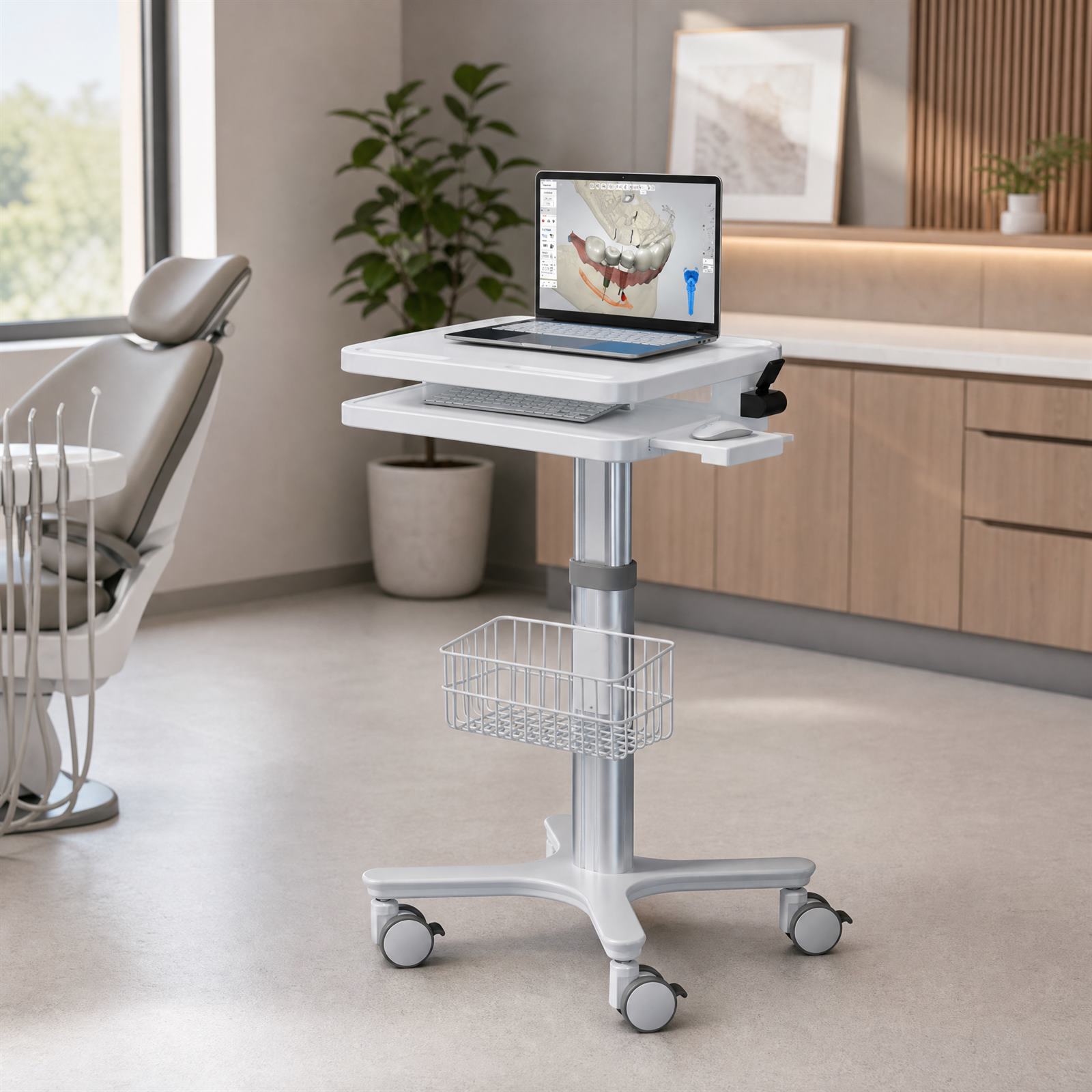 Mobile Height-Adjustable Laptop Cart